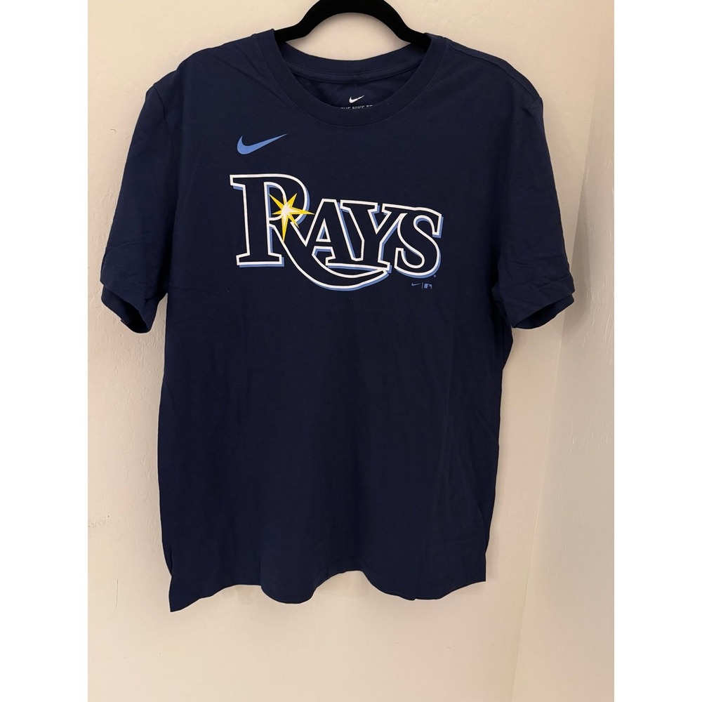 Tampa Bay Rays Nike Men's Fuse Wordmark Navy T-Shirt Size Large NWT